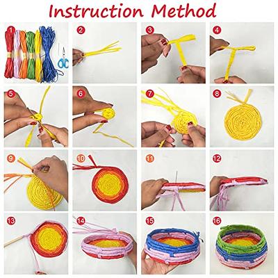 FREEBLOSS 12 Set Basket Weaving Kit Introductory Sewing for Beginners,  Creative Woven Bowl Suitable for Kids Arts and Crafts Projects with Video