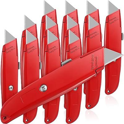 Lasnten 12 Pcs Box Cutter Bulk Retractable Utility Knife Heavy Duty  Aluminum Alloy Knife Carpet Knife Package Opener Cutter Blade for Cardboard