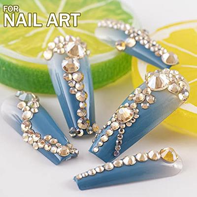 660Pcs Light Blue Nail Rhinestones Blue Crystals Nail Art Diamond Gem Round  Multi Shapes Sizes Flatback