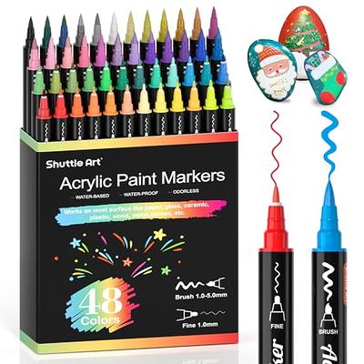  LIGHTWISH 48 and 60 colors Acrylic Paint Pens Paint Markers,Dual  Brush Tip and Two Colors Acrylic Markers for diy project,rock  painting,canvas : Arts, Crafts & Sewing