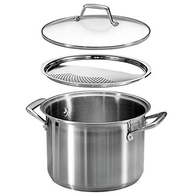 Stainless Steel Pasta Pot With Locking Strainer Lid - Silver/Black