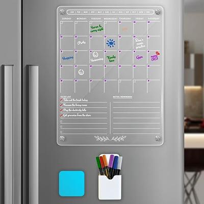Dezsed Acrylic Magnetic Calendar for Fridge 15x11 Inches Magnetic Calendar for Fridge Clear Calendar Board for Refrigerator Includes 6 Markers on