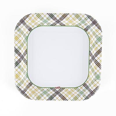 Glad Everyday Square Disposable Paper Plates with Falling Foliage Design, Small | Cut-Resistant, Microwavable Paper Plates for All Foods & Daily Use