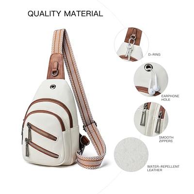 Sling Bag For Women Pu Leather Sling Bag Small Crossbody Sling Backpack  Multipurpose Chest Bag For Women Cycling Hiking (beige)