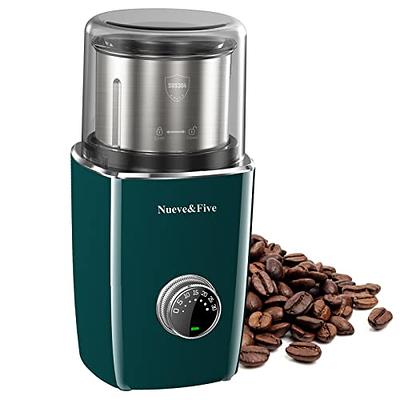 Nueve&Five Adjustable Coffee Grinder Electric, Cordless Coffee