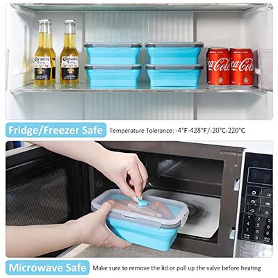 Collapsible Food Storage Containers with Airtight Lid & Air Vent, 40.5 oz,  Kitchen Stacking Silicone Collapsible Meal Prep Container Set for Leftover