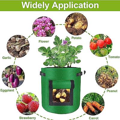 4 Pack 7 Gallon Potato Grow Bags with Flip Top Plant Grow Bags Heavy Duty Non Woven Grow Bags Garden Vegetable Grow Pot Grow Bags Grow Potatoes