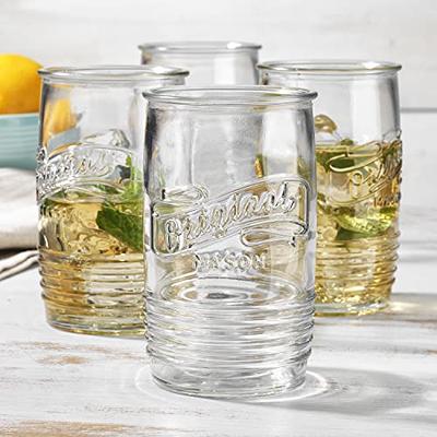 Ribbed Tall Drinking Glasses (Set of 4)