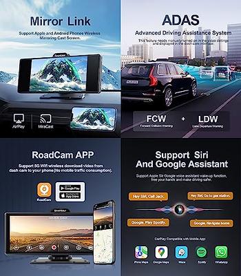 Portable 9.3 Dash Mount Apple CarPlay with 4K Front and Rear 1080P Dash  Cam,Wireless Android Auto Car Play Screen Stereo for Cars, with Backup