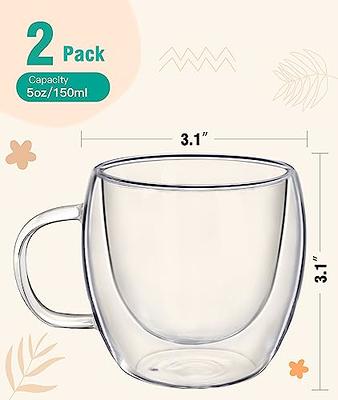 BTaT- Espresso Cups, Espresso Coffee Cups, Set of 4 (5 oz, 150 ml), Glass Coffee Mugs, Double Wall Glass Cups, Cappuccino Cups, Latte Cups, Latte