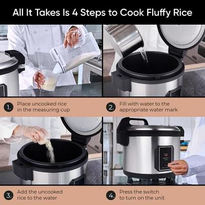 Commercial Stainless Steel Rice Cooker - Professional 64 Cup Cooked (32 Cup  Uncooked) Rice Maker Cooker With Non Stick Pot & Hinged Lid - Includes a Rice  Measuring Cup & Rice Scoop - Yahoo Shopping