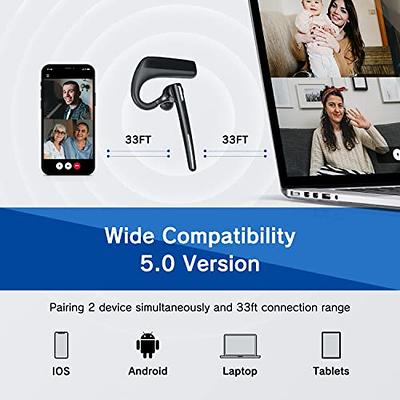  New bee Bluetooth Earpiece V5.0 Wireless Handsfree Headset with  Microphone 24 Hrs Driving Headset 60 Days Standby Time for iPhone Android  Samsung Laptop Trucker Driver (Black) : Cell Phones & Accessories