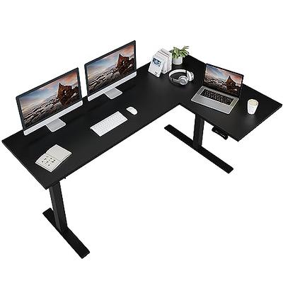 Eureka Ergonomic Standing Desk Adjustable Height 61 Electric Sit Stand Computer Desk L Shaped with Keyboard Tray,Monitor Stand &LED, Dual Motor