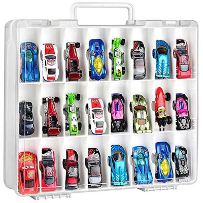 BTSKY Double Sided Toy Storage Organizer with 48 Compartments, Toy  Organizer Carrying Case for Hot Wheels Car, Matchbox Cars, Mini Toys, Small  Dolls