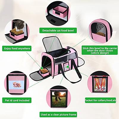 EXPAWLORER cat carriers for Large cats 20 lbs - Soft-Sided Medium cats  Under 25 lbs Top Load Pink Pet carrier Fit 2 cats