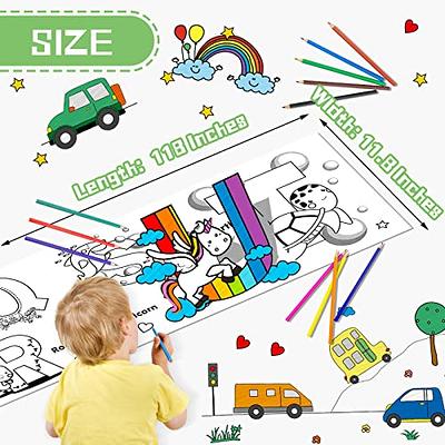  2Pcs Children's Drawing Roll, Drawing Paper for Kids, Coloring  Paper Roll, Art Paper for Drawing and Painting, Sticky Color Filiing Paper,  Early Education Drawing Paper with 12 Colored Pencils : Arts