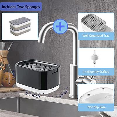 Soap Dispenser and Scrubber Holder Dish Soap Dispenser for Home Countertop