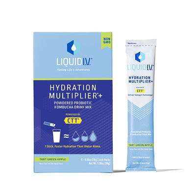 Liquid I.V. Hydration Multiplier + Powdered Probiotic Kombucha Drink Mix -  Tart Green Apple - 0.56oz each/10ct - Yahoo Shopping