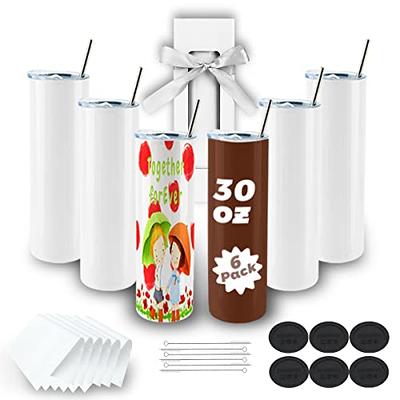  PYD Life 2 PCS Sublimation Blanks Skinny Tumbler White 20 OZ  Straight Double Wall Stainless Steel Tumbler with Metal Straw Tumbler Cups  for Tumbler Heat Press Machine Heat Transfer : Arts