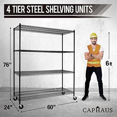 Commercial Grade Heavy Duty Wire Shelving w/Wheels, Leveling Feet