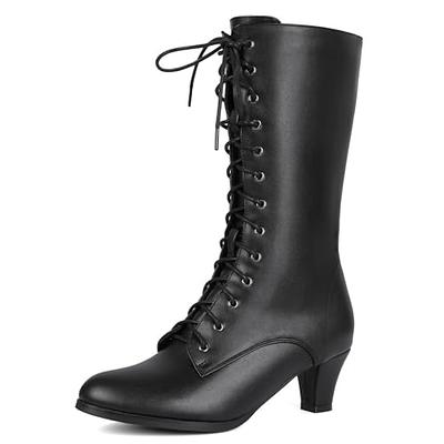 MUCCCUTE Women's Black Platform Boots PU Leather