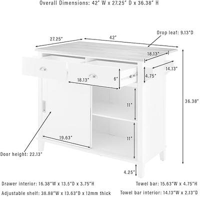 Crosley Cora Drop Leaf Kitchen Island White & Natural