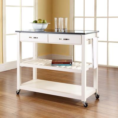 Crosley Compact Granite Top Kitchen Cart, White