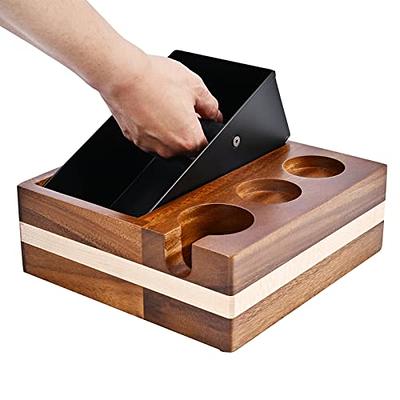 Walnut Coffee Knock Box With Espresso Tamping Station Espresso