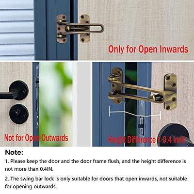 2 Pack Home Security Door Lock Swing Bar Door Guard for Kids, Hotel Door  Latch, Thicken Solid Zinc Alloy Reinforcement Lock 