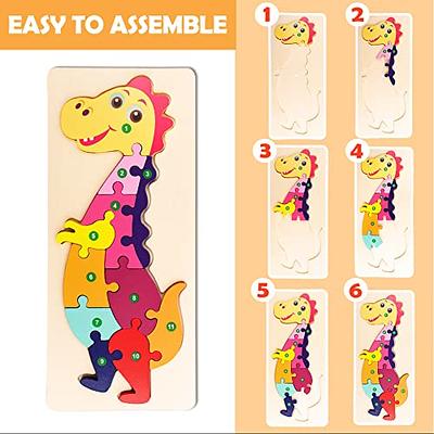 Montessori Mama Toddler Puzzles for Kids Ages 3-5 Dinosaur Puzzle 5-Pack, Montessori Toys for 3 Year Olds, Toddler Toys Age 2-4 Gifts for 3 Year Old