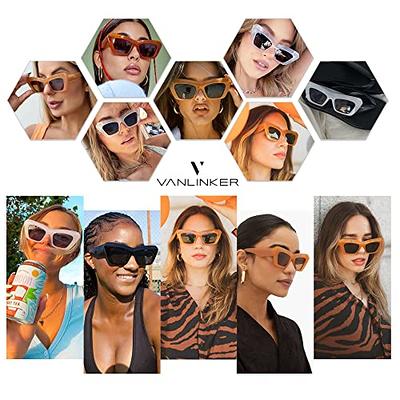  VANLINKER Thick Square Sunglasses for Men Women Retro