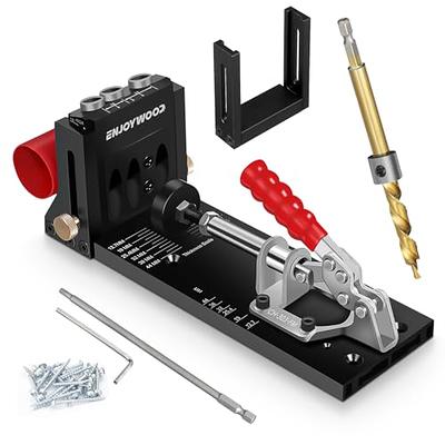 VEVOR Pocket Hole Jig Kit M4 Adjustable & Easy to Use Joinery Woodworking System Professional and Upgraded Aluminum Wood Guides Joint Angle Tool