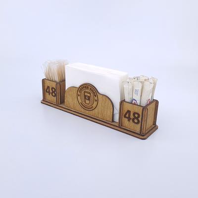 Bokon 2 Pcs Coffee Station Organizer for Countertop Wooden Coffee