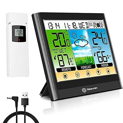 Geevon Weather Station Wireless Indoor Outdoor Thermometer Hygrometer with  Dew Point, Heat Index, Touch LCD Display Digital Weather Thermometer with