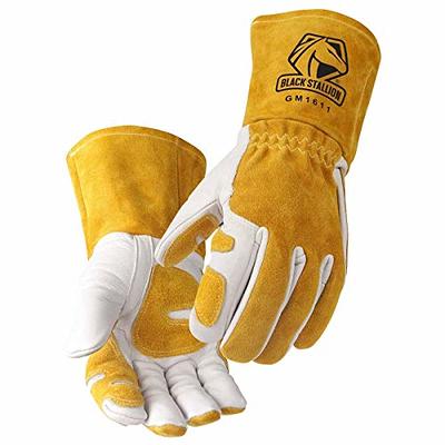 G & F 5215l-5 Premium Suede Double Palm & Index Finger Work Gloves with 2 & 1/2 Rubberized Safety Cuff, 5 Pair Pack
