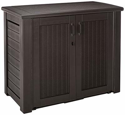 Rubbermaid Patio Chic Resin Weather Resistant Outdoor Storage Deck Box, 123  Gal, Black Oak Rattan Wicker Basket Weave, Outdoor Cushions, Garden Tools,  Pool Toys, Brown - Yahoo Shopping