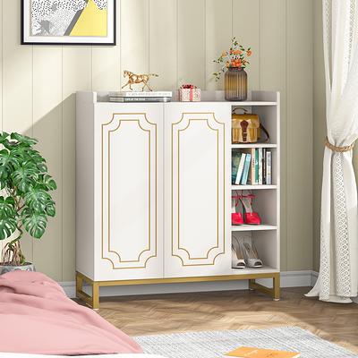 Tribesigns White MDF Shoe Cabinet with 3 Tiers and Adjustable Shelves - 24 Pair Shoe Storage Organizer for Entryway, Bedroom, Hallway | HOGA-JW0310