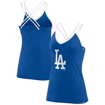 Women's Los Angeles Dodgers Cutter & Buck White DryTec Forge Stretch V-Neck  Blade Top