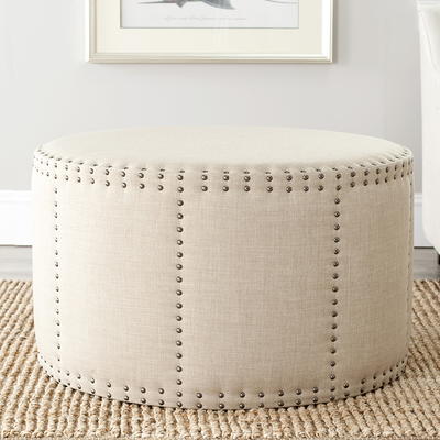 Safavieh Sherri Classic Round Cocktail Ottoman w/ Nail Heads - Yahoo  Shopping