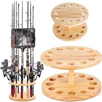  Fishing Rod Holders for Garage 360 Degree Rotating Fishing Pole  Rack, Floor Stand Holds up to 16 Rods Wood Fishing Gear Equipment Storage  Organizer, Fishing Gifts for Men Women : Sports