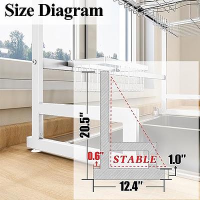 Over The Sink Dish Drying Rack, Full Stainless Steel Adjustable (26.8 to  34.6) Large Dish Drying Rack for Kitchen Counter with Multiple Baskets  Utensil Sponge Holder Sink Caddy, 2 Tier Silver