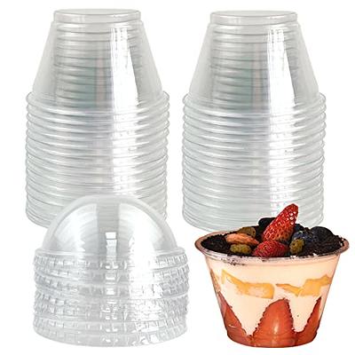 20 oz Clear Plastic Dessert Cups with Lids (Set of 50) Large Disposable Parfait Cup, Dome Lid - No Hole, 20-Ounce Party Fruit Containers, Banana