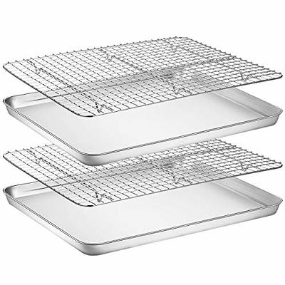 Baking Sheet Set of 2 - Stainless Steel Cookie Sheet Baking Pan, Size 12 x  10 x 1 inch, Non Toxic & Heavy Duty & Mirror Finish & Rust Free & Easy  Clean 