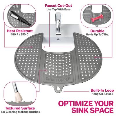 Sink Topper Foldable Sink Cover - Silicone Beauty Makeup Brush Cleaning Mat  - Vanity Tools Organizer - Bathroom Must Have Accessory for Extra Space &  Storage Saver - Cleaner Pad - Small, Silver - Yahoo Shopping