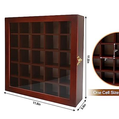 Bamboo Adjustable Rock Display Case with Grids - Multipurpose Wall-Mounted  Organizer for Rocks, Minerals, Crystals, & Collectibles - Customizable