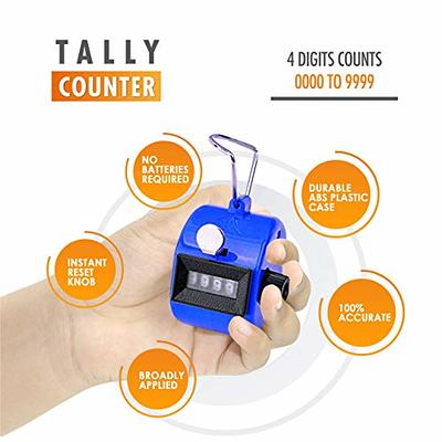 Hand Tally Counter 4 Digit Display Mechanical Handheld Pitch Counter  Clicker Counter Plastic Shell Knob Reset Handheld Counting Tool with Hook  for Row