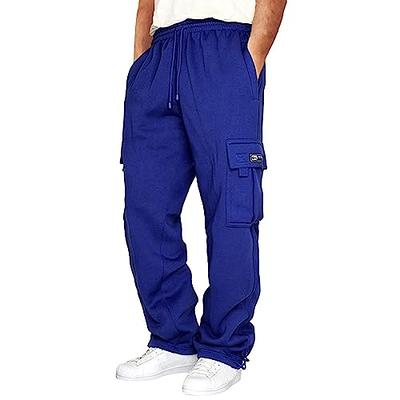 Men's Heavyweight Cargo Fleece Sweatpants Stretch Elastic Waist