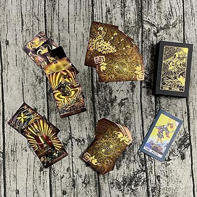 KIINO 78 Gold foil Tarot Cards with Guide Book Tarot Deck for Beginners and  Professional Player with Box Tarot PVC Durable Waterproof Wrinkle