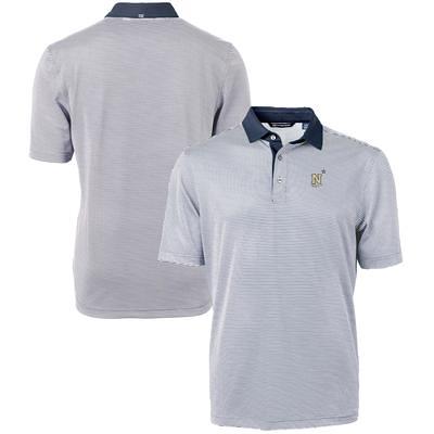 Men's Cutter & Buck Navy/White Miami Dolphins Big Tall Virtue Eco Pique Micro Stripe Recycled Polo