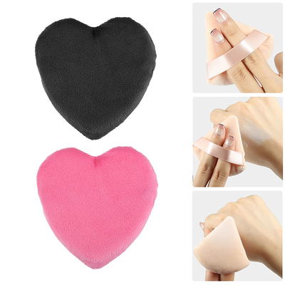 Unique Bargains Soft Triangle Puff Loose Powder Blender Beauty Makeup Tool Short Plush Black Pink 6 Pcs